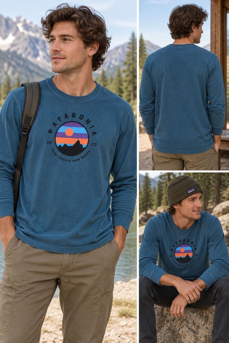 Patagonia Mens Logo Long Sleeve T-shirt small Organic Cotton Gorpcore Sustainabl